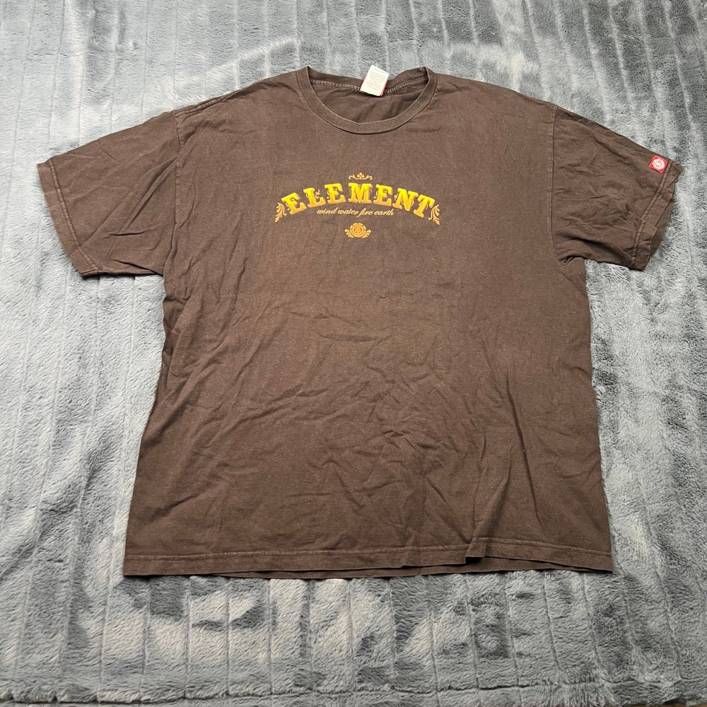 Element Skateboards Mens XL Brown Graphic T-Shirt Wind Water Fire Earth Cotton